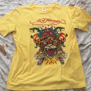 Yellow Ed Hardy shirt size XXL